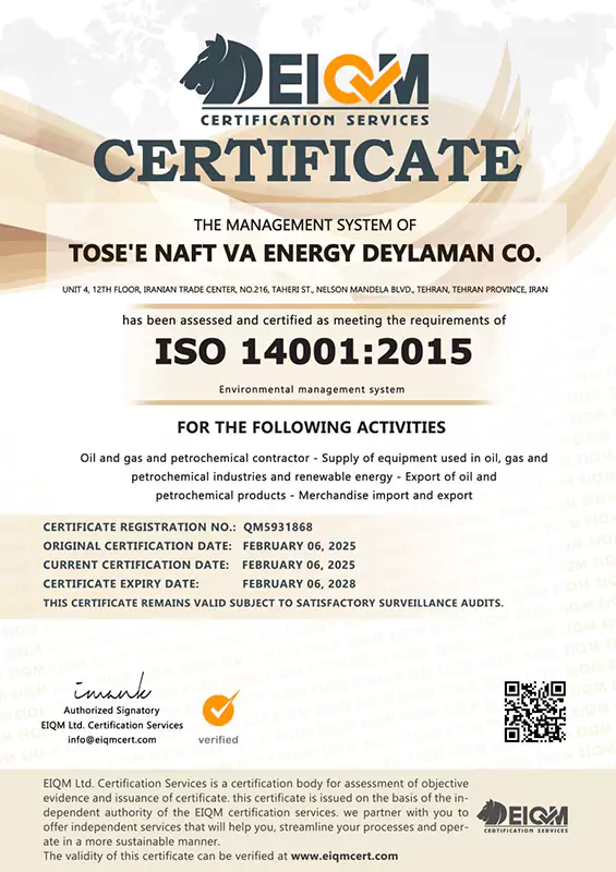 ISO 14001 : 2015 certification