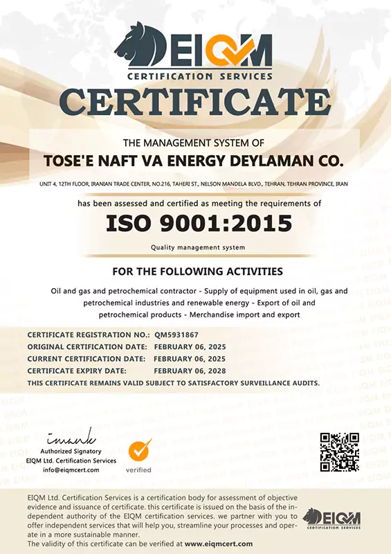 ISO 9001 : 2015 certification