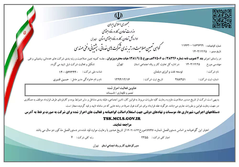 Certificate of qualification and company ranking